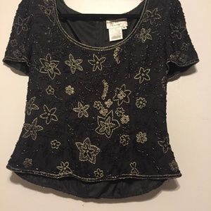 Papell Boutique Evening Silk Beaded Top-Size M